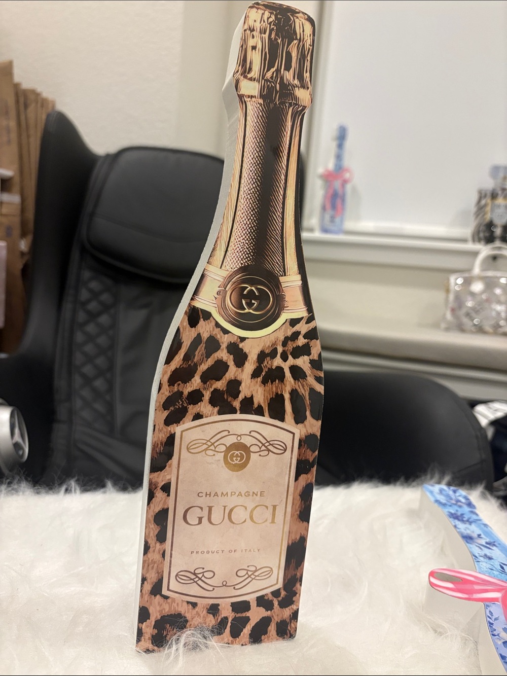 New 🥂 GUCCI LUXURY WOOD Champagne Leopard HOME DECOR